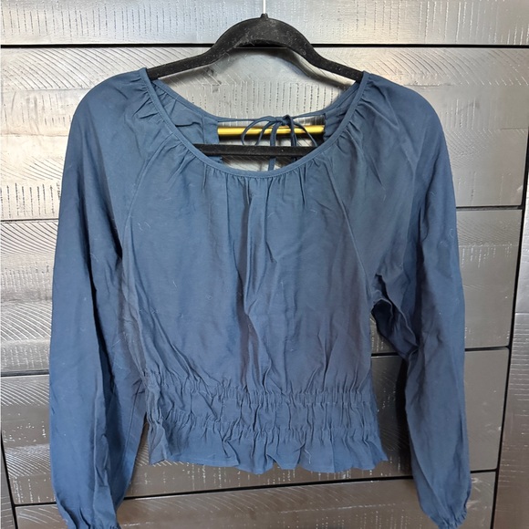 NWT Madewell Twill Tie-Back Cutout Top navy blue small - Picture 4 of 7